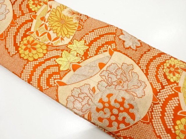 SALE!! JAPANESE KIMONO / ANTIQUE CHILDRENS OBI WOVEN / PEONY / CHRYSANTHEMUM 