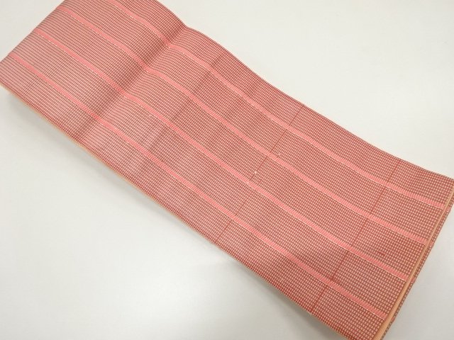 SALE!! JAPANESE KIMONO / ANTIQUE STRIPES / SMALL LATTICE PATTERN WOVEN HANHAB
