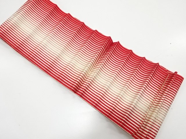 SALE!! JAPANESE KIMONO / ANTIQUE STRIPED PATTERN WOVEN SINGLE-LAYER HANHABA O