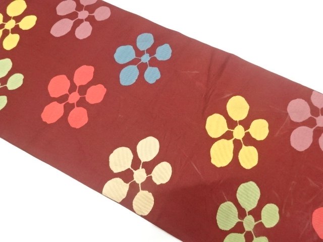 SALE!! JAPANESE KIMONO / ANTIQUE UMEBACHI PATTERN WOVEN FUKURO OBI (MATERIAL)
