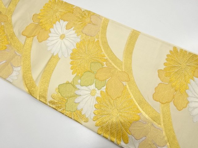 SALE!! JAPANESE KIMONO / ANTIQUE MOUNTAIN RANGE / WOVEN CHRYSANTHEMUM PATTERN