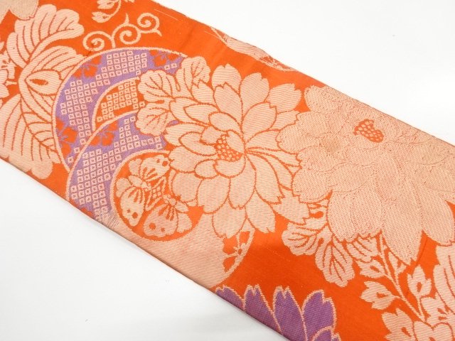 SALE!! JAPANESE KIMONO / ANTIQUE CHILDRENS OBI / WOVEN CHRYSANTHEMUM / PAULOW