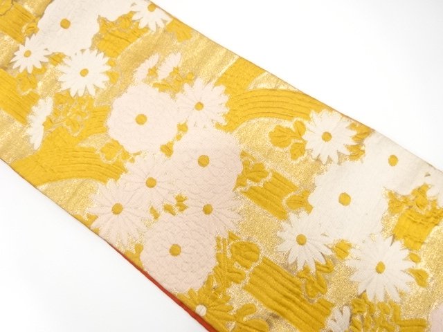 SALE!! JAPANESE KIMONO / ANTIQUE NAGOYA OBI / SILK / WOVEN WATERFALL & KIKU
