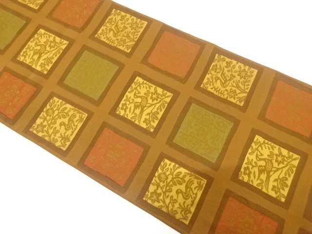 JAPANESE FUKURO OBI / WOVEN FLOWER & BIRD