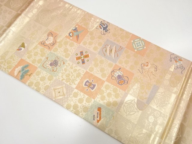 JAPANESE FUKURO OBI / WOVEN KIKU ARABESQUE