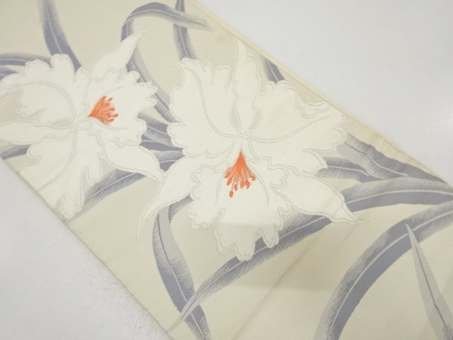 JAPANESE KIMONO / ANTIQUE FUKURO OBI / WOVEN FLOWER