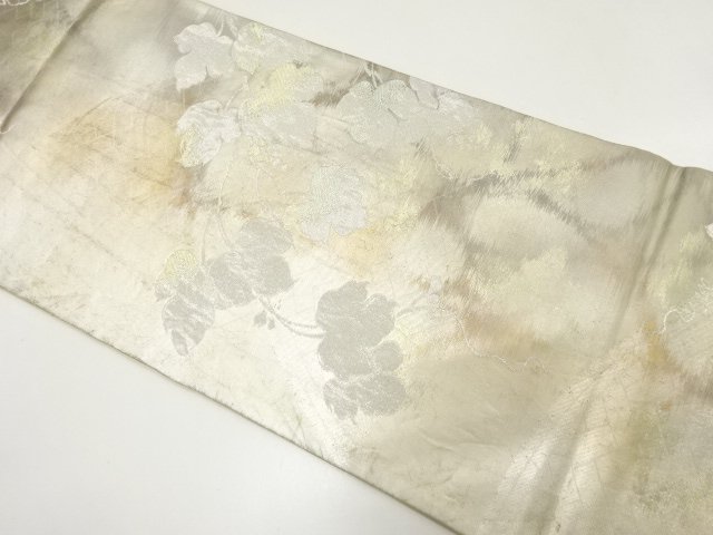 SALE!! JAPANESE KIMONO / ANTIQUE FUKURO OBI / SILK / WOVEN GRAPE & FENCE
