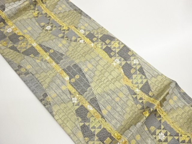 SALE!! JAPANESE KIMONO / FUKURO OBI / GIN-TOSHI / WOVEN TILE & KIKU 