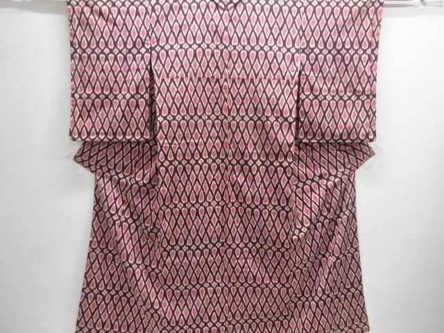 SALE!! JAPANESE KIMONO / ANTIQUE OMESHI / TAISHO ROMAN STYLE / WOVEN ABSTRACT PATTERN