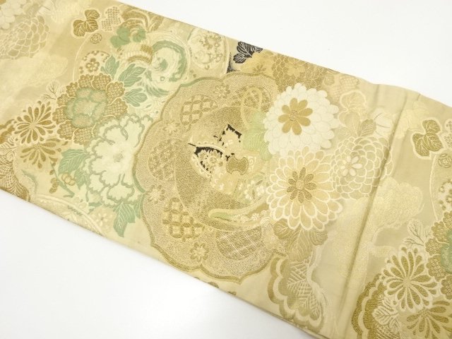 SALE!! JAPANESE KIMONO / ANTIQUE FUKURO OBI (MATERIALS) / WOVEN PHOENIX / CHR