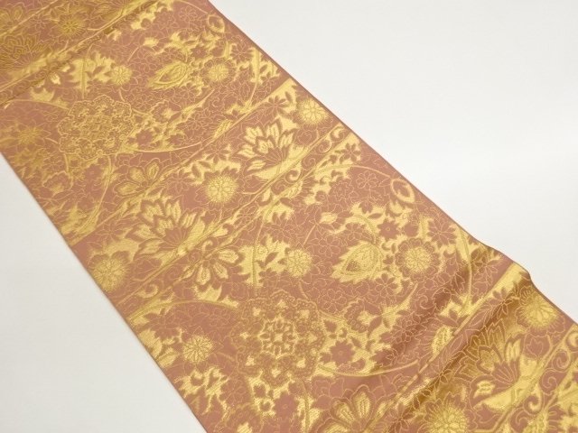 SALE!! JAPANESE KIMONO / FUKURO OBI / WOVEN ARABESQUE FLOWER & CREST 