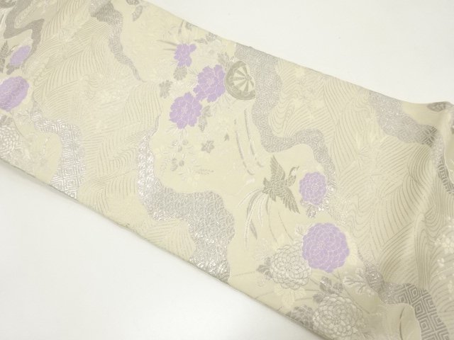 SALE!! JAPANESE KIMONO / ANTIQUE FUKURO OBI / SILK / WOVEN FLORAL CART