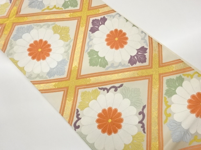 JAPANESE FUKURO OBI / WOVEN KIKU ARABESQUE