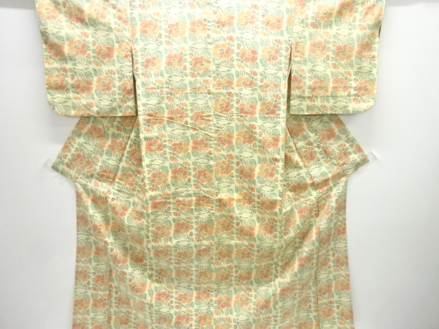 SALE!! JAPANESE KIMONO / ANTIQUE KIMONO / SILK / TSUMUGI / WOVEN FLOWER