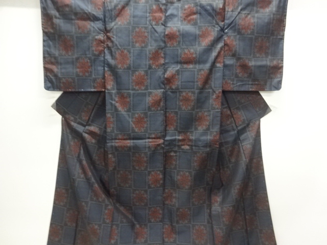 SALE!! JAPANESE KIMONO / DORO OSHIMA TSUMUGI / WOVEN FLOWER