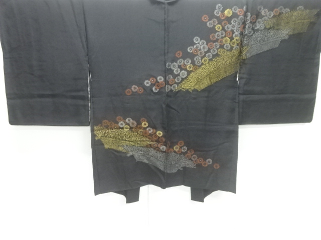 SALE!! JAPANESE ANTIQUE HAORI / TAISHO ROMAN STYLE / URUSHI / WOVEN FLOWER
