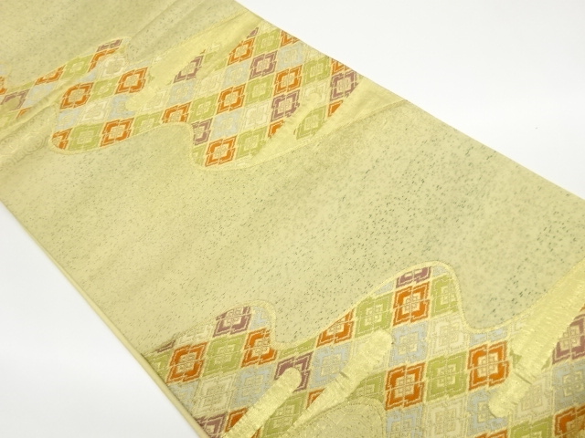 SALE!! JAPANESE FUKURO OBI / WOVEN RHOMBUS & SHOKKO PATTERN