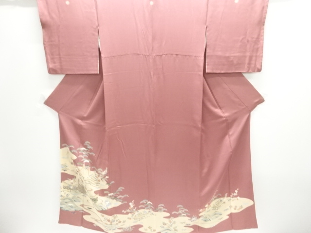 SALE!! JAPANESE KIMONO / IRO-TOMESODE / YUZEN / CHAYATSUJI