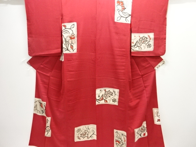 SALE!! JAPANESE KIMONO / ANTIQUE KIMONO / SILK / KINSHA / ABSTRACT FLOWERS