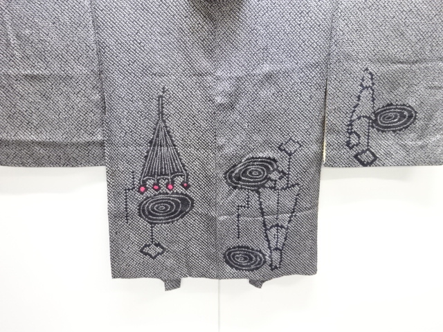 SALE!! JAPANESE KIMONO / ANTIQUE HAORI / SILK / ALL SHIBORI / ABSTRACT PATTERN
