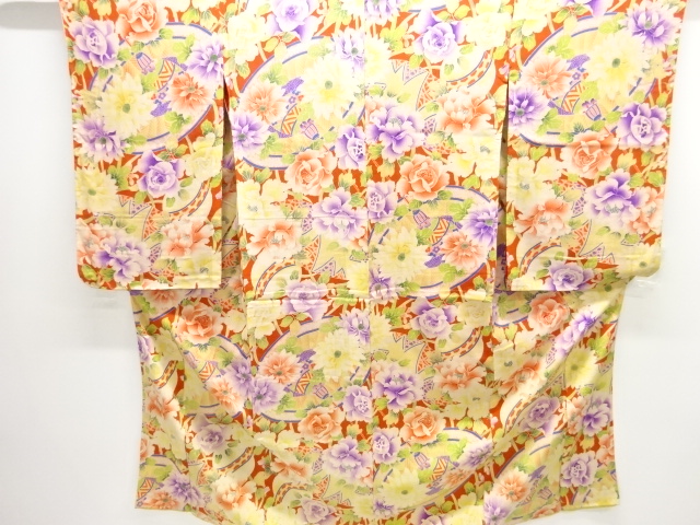 SALE!! JAPANESE KIMONO / ANTIQUE KIMONO / SILK / HAT & FLORAL PLANTS