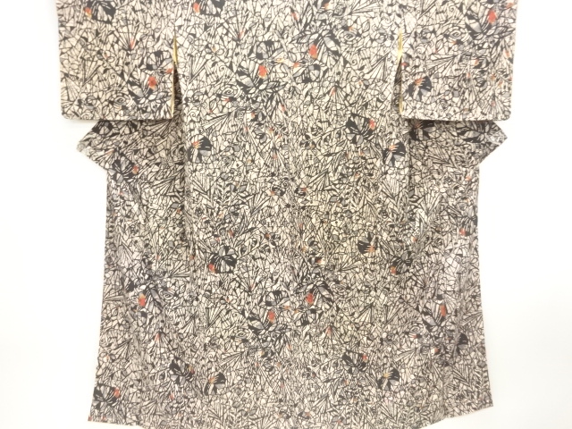 SALE!! JAPANESE KIMONO / ANTIQUE KIMONO / SILK / MON KINSHA / ABSTRACT FLOWER