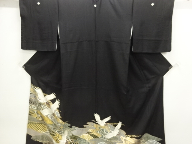 SALE!! JAPANESE KIMONO / TOMESODE / EMBROIDERY / CRANES
