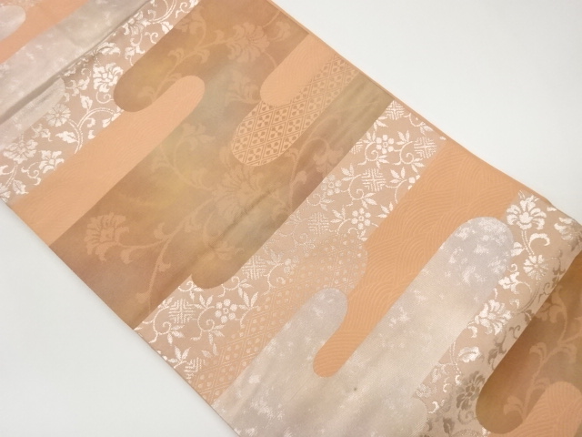 SALE!! Nagoya obi with woven pattern of flowers, arabesques, and water chestnuts in a h