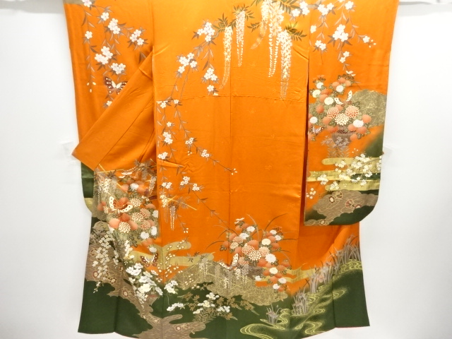 SALE!! JAPANESE KIMONO / FURISODE / EMBROIDERY / KINSAI / BUTTERFLY