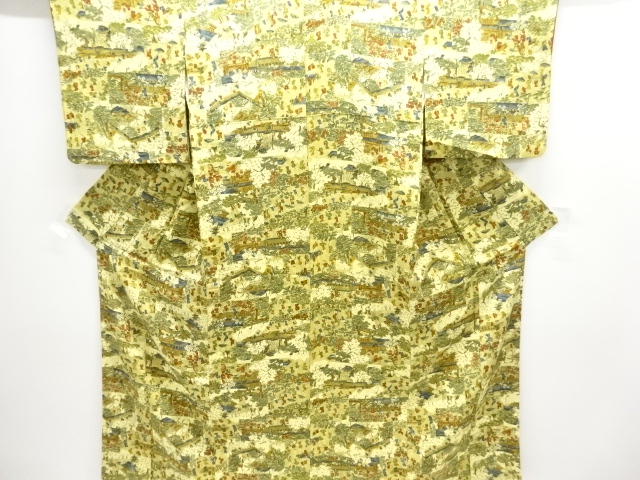 SALE!! Kimono of crepe with period figures and landscape design