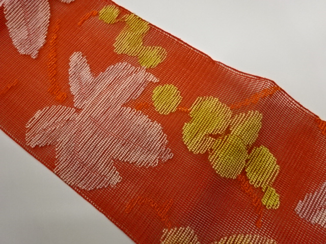 SALE!! JAPANESE NAGOYA OBI FOR SUMMER / WOVEN ABSTRACT FLOWER