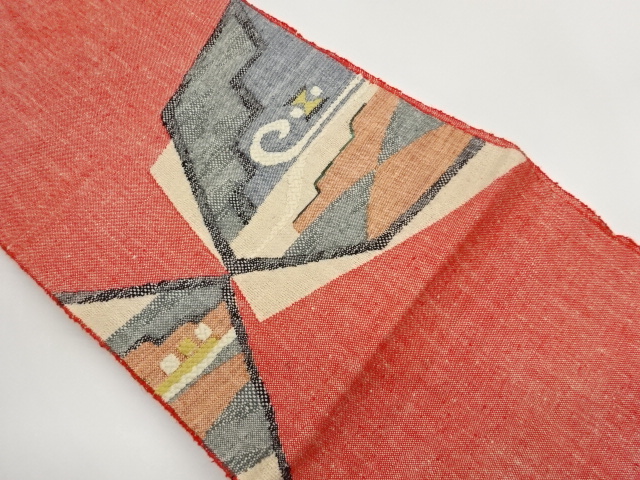 SALE!! JAPANESE KIMONO / TSUMUGI GEOMETRIC / ABSTRACT PATTERN NAGOYA OBI