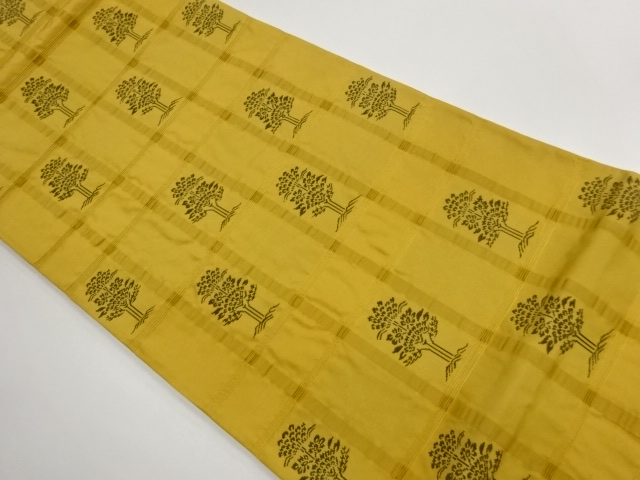 SALE!! JAPANESE KIMONO / FUKURO OBI / MATELASSE / WOVEN GRID &amp; TREE