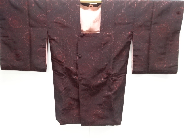 SALE!! JAPANESE KIMONO / ANTIQUE TAISHO-ROMAN CUT VELVET CHRYSANTHEMUM ARABES