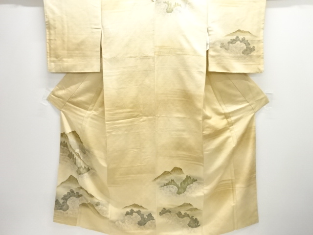 SALE!! JAPANESE KIMONO / ANTIQUE TOYAMA PATTERN TSUMUGI KIMONO