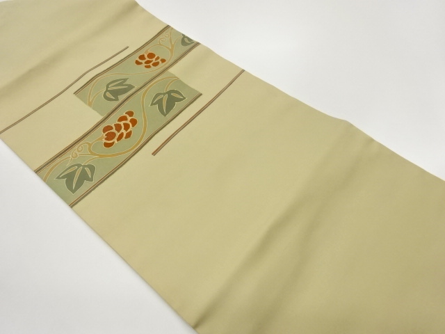 SALE!! JAPANESE KIMONO / SHIOZE GOLD-DECORATED HORIZONTAL STRIPES / FLORAL AR