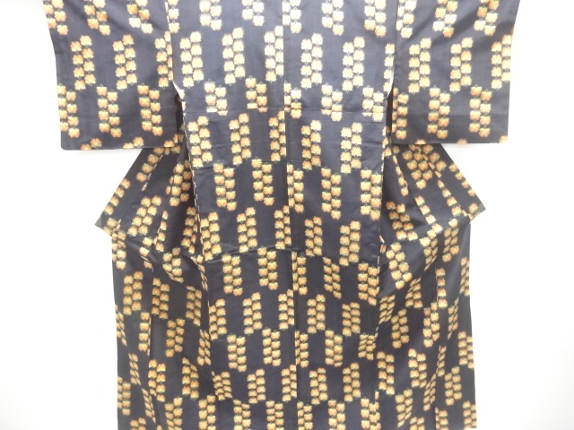 SALE!! JAPANESE KIMONO / ANTIQUE FLORAL PATTERN WOVEN TSUMUGI KIMONO