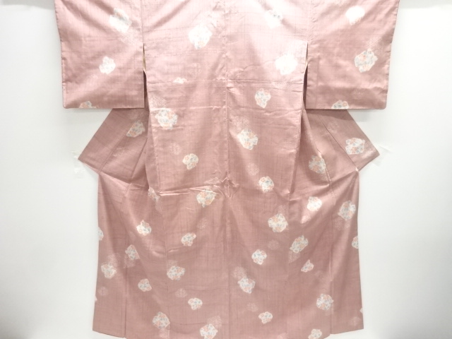 SALE!! JAPANESE KIMONO / ANTIQUE HAND-WOVEN FUSHI TSUMUGI KIMONO / FLORAL PAT
