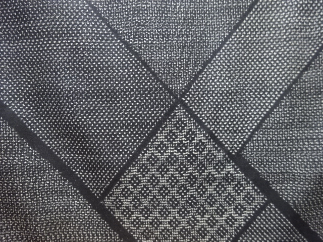 SALE!! JAPANESE KIMONO / ANTIQUE ABSTRACT PATTERN WOVEN DORO OSHIMA TSUMUGI 1