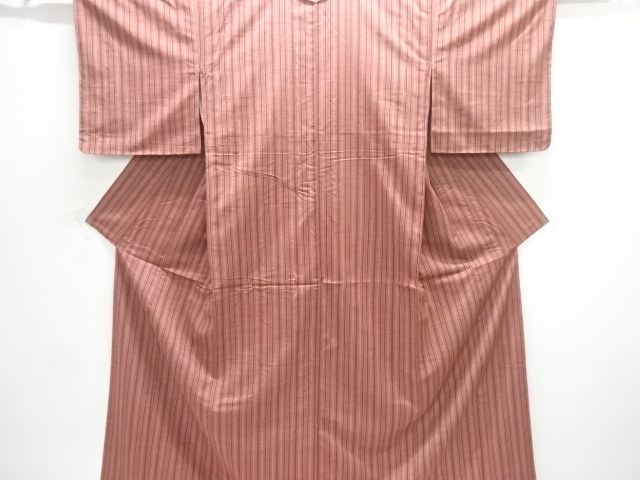 SALE!! JAPANESE KIMONO / UNUSED STRIPED TSUMUGI KIMONO / STRIPES WOVEN