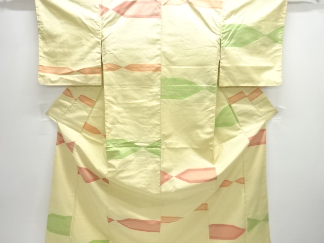 SALE!! JAPANESE KIMONO / ANTIQUE GEOMETRIC PATTERN WOVEN TSUMUGI KIMONO