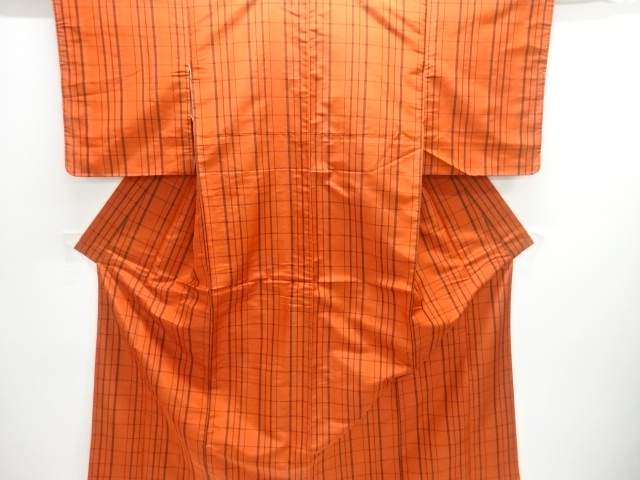 SALE!! JAPANESE KIMONO / CHECKERED WEAVE YONEZAWA TSUMUGI KIMONO / GRIDWOVEN