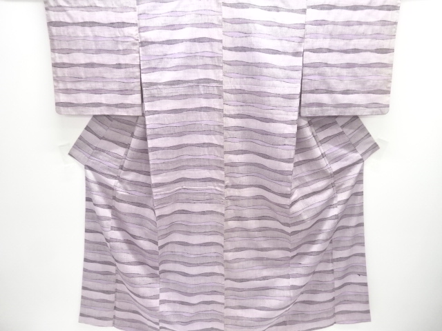 SALE!! JAPANESE KIMONO / ANTIQUE YORO-KE HORIZONTAL STRIPE PATTERN WOVEN TSUM