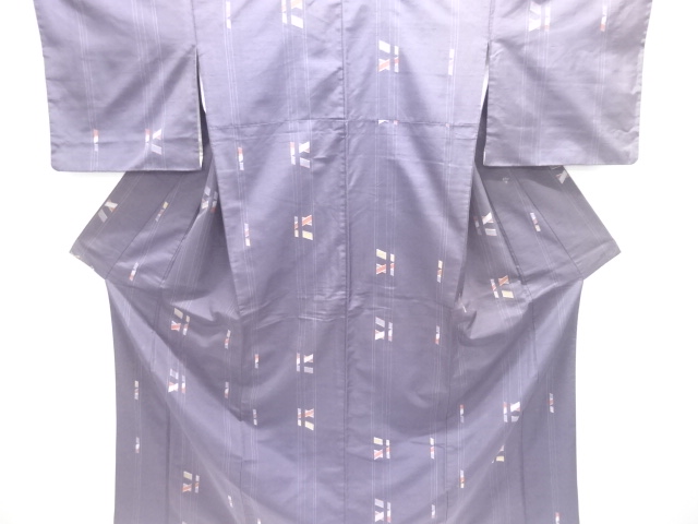 SALE!! JAPANESE KIMONO / ANTIQUE STRIPE / LINE-DRAWN PATTERN WOVEN- TSUMUGI K