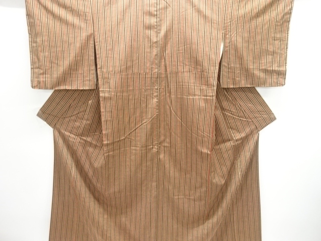 SALE!! JAPANESE KIMONO / UNUSED STRIPED TSUMUGI KIMONO / STRIPES WOVEN