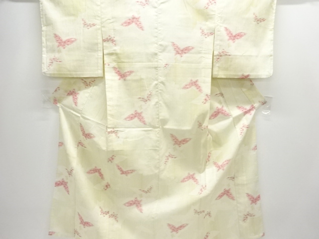 SALE!! JAPANESE KIMONO / SUMMER KIMONO / WOVEN- BUTTERFLY PATTERNS A STRIPED 
