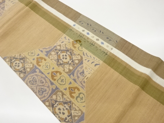 SALE!! JAPANESE FUKURO OBI / TSUMUGI / WOVEN ABSTRACT FLOWER CREST