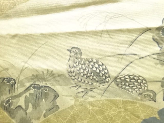 SALE!! JAPANESE KIMONO / ANTIQUE QUAIL-PATTERNED LINING THE SHOULDER LINING D