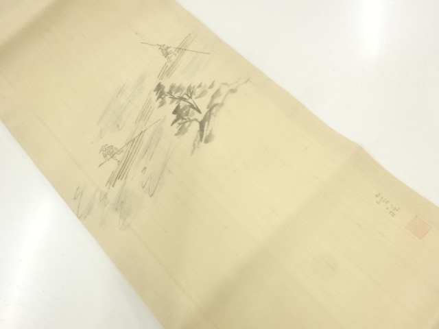 SALE!! JAPANESE KIMONO / KIMONO FOR SUMMER TSUMUGI HAND-PAINTED RIVER-RAFTING