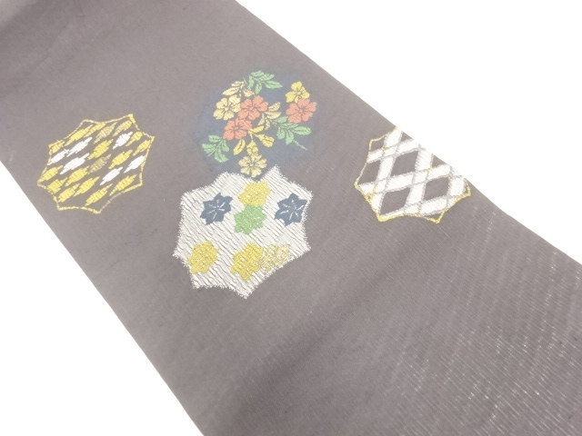 SALE!! JAPANESE KIMONO / SUMMER NAGOYA OBI / FLORAL PATTERNS / OPEN WEAVE